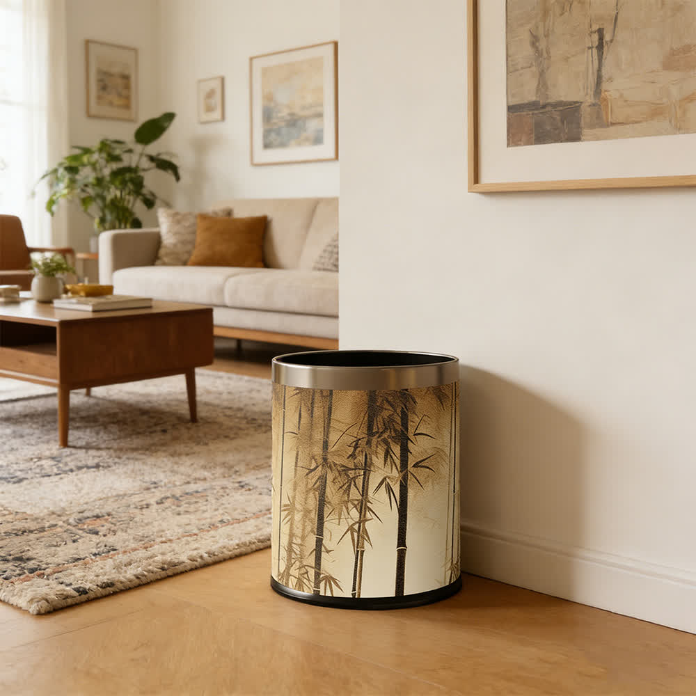 Oriental Bamboo Shadow Decorative Trash Can