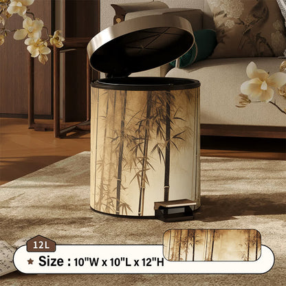 Oriental Bamboo Shadow Decorative Trash Can