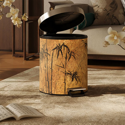 Oriental Zen Bamboo Print Leather Trash Can