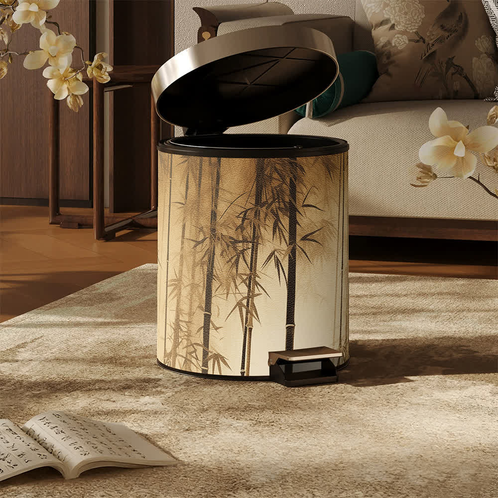 Oriental Bamboo Shadow Decorative Trash Can