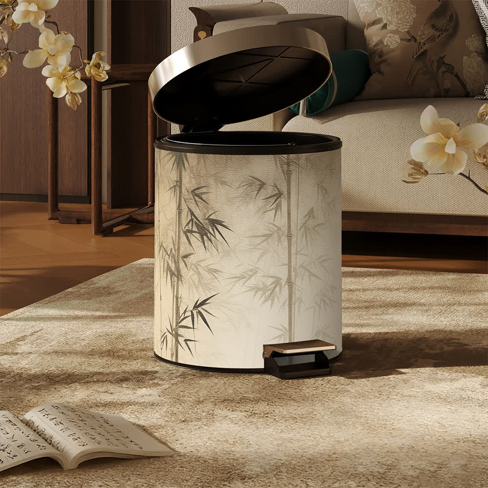 Oriental Bamboo Shadow Decorative Trash Can