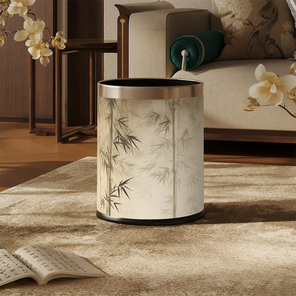 Oriental Bamboo Shadow Decorative Trash Can
