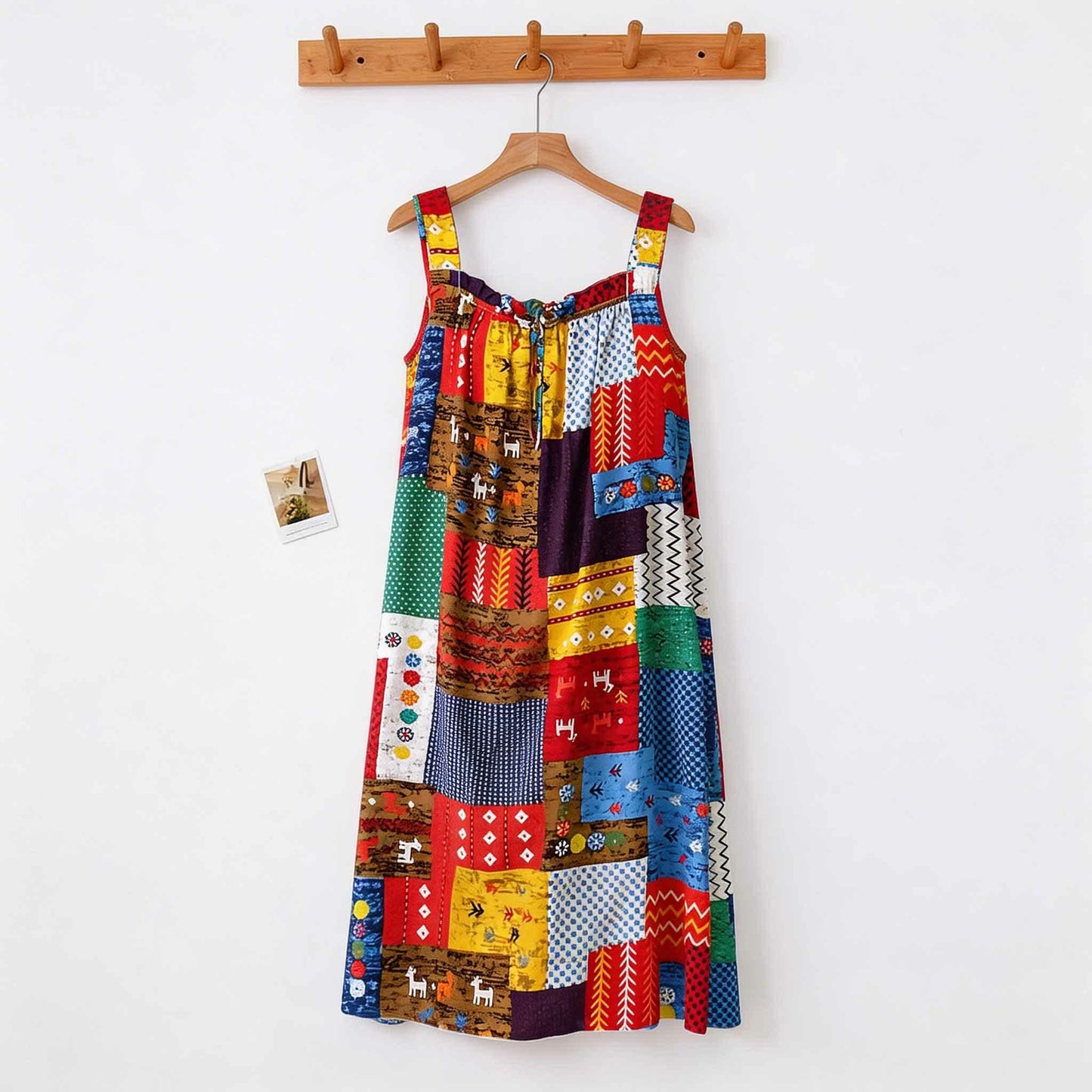Vintage Mixed Print Sleeveless Nightgown