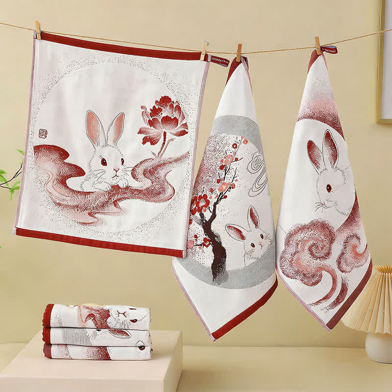 Eastern Bunny Cotton Gauze Kitchen Towel(3PCS)