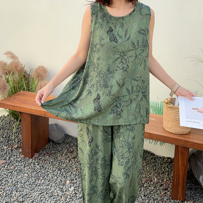 Green Botanical Butterfly Tank & Pants Pajamas