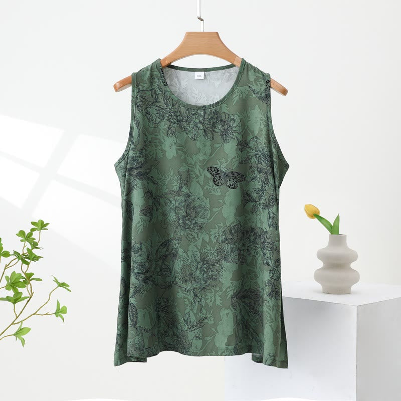 Green Botanical Butterfly Tank & Pants Pajamas