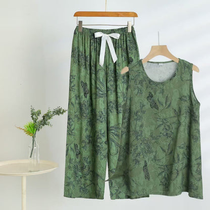 Green Botanical Butterfly Tank & Pants Pajamas