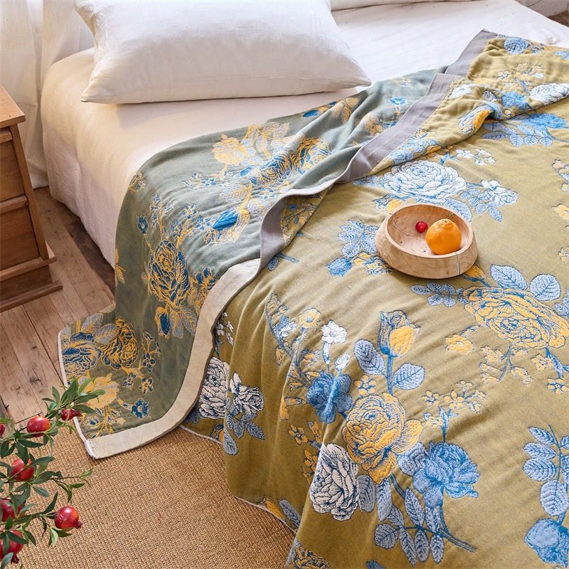 Rose Jacquard Pure Cotton Quilt Blanket