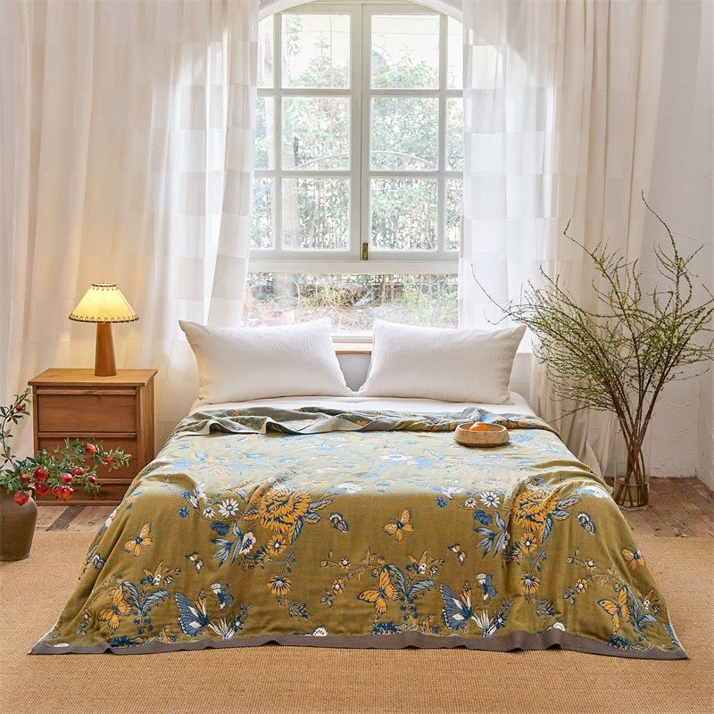 Butterfly & Floral Pure Cotton Quilt Blanket