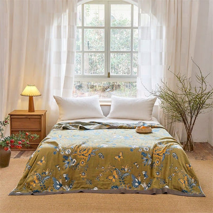 Butterfly & Floral Pure Cotton Quilt Blanket