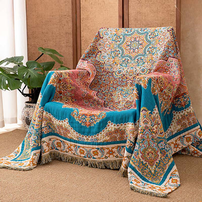 Vintage Pattern Cotton Gauze Tassel Quilt Blanket
