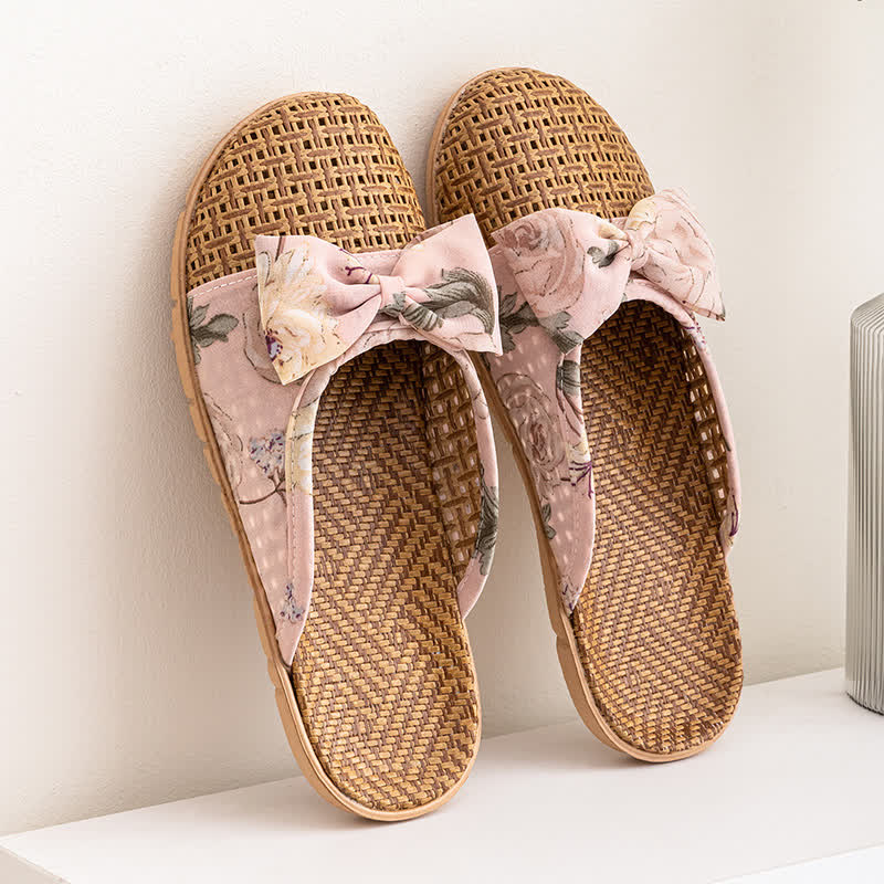 Vintage Floral Rattan Lightweight Slippers