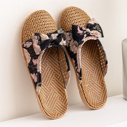 Vintage Floral Rattan Lightweight Slippers