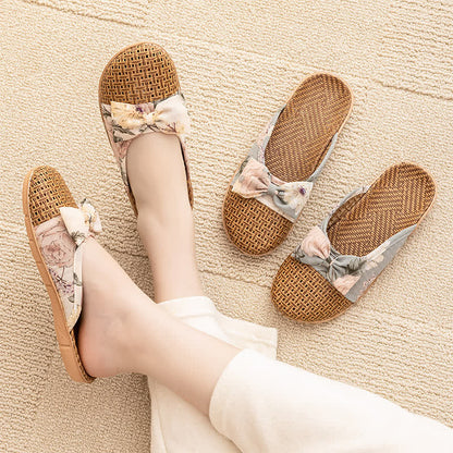 Vintage Floral Rattan Lightweight Slippers