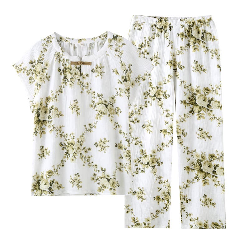 Vintage Peony Cotton Gauze Pajama Set