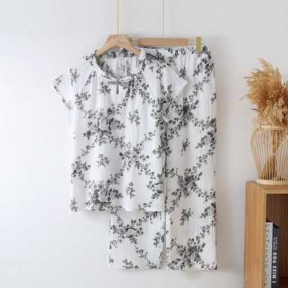 Vintage Peony Cotton Gauze Pajama Set