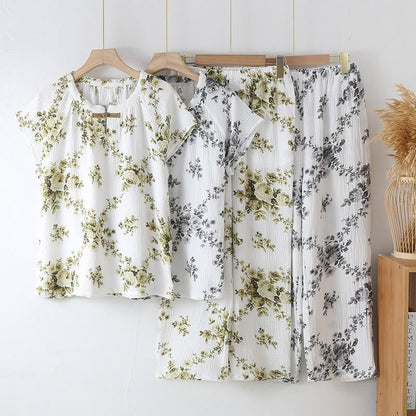 Vintage Peony Cotton Gauze Pajama Set