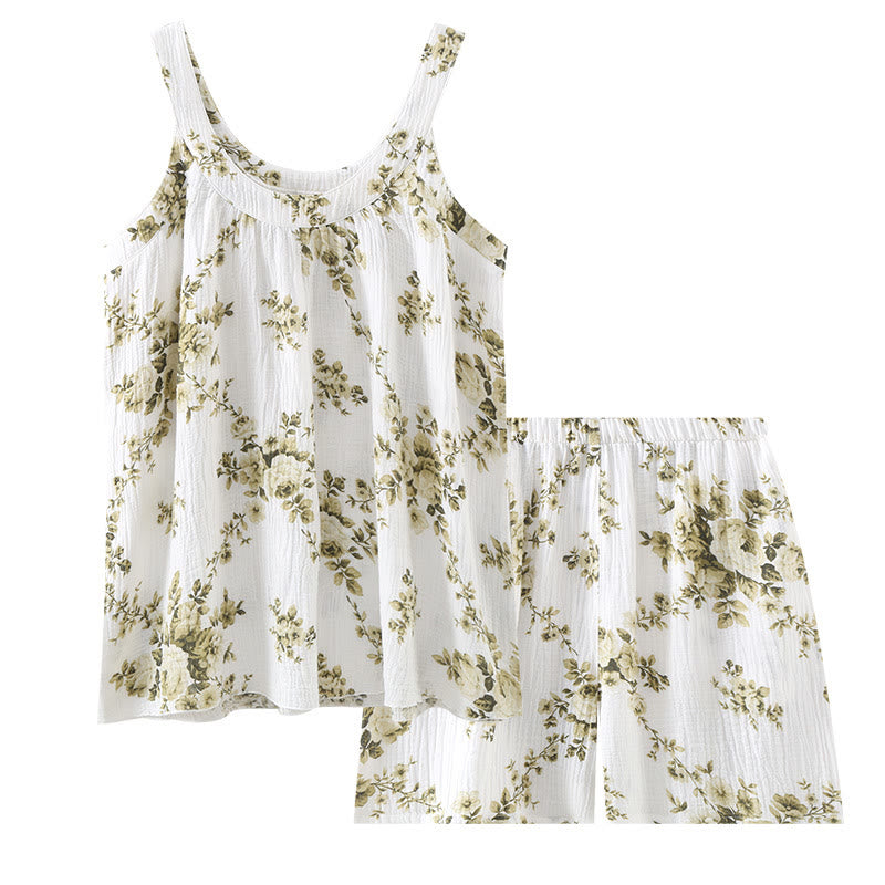 Peony Cotton Gauze Sleeveless Pajama Set