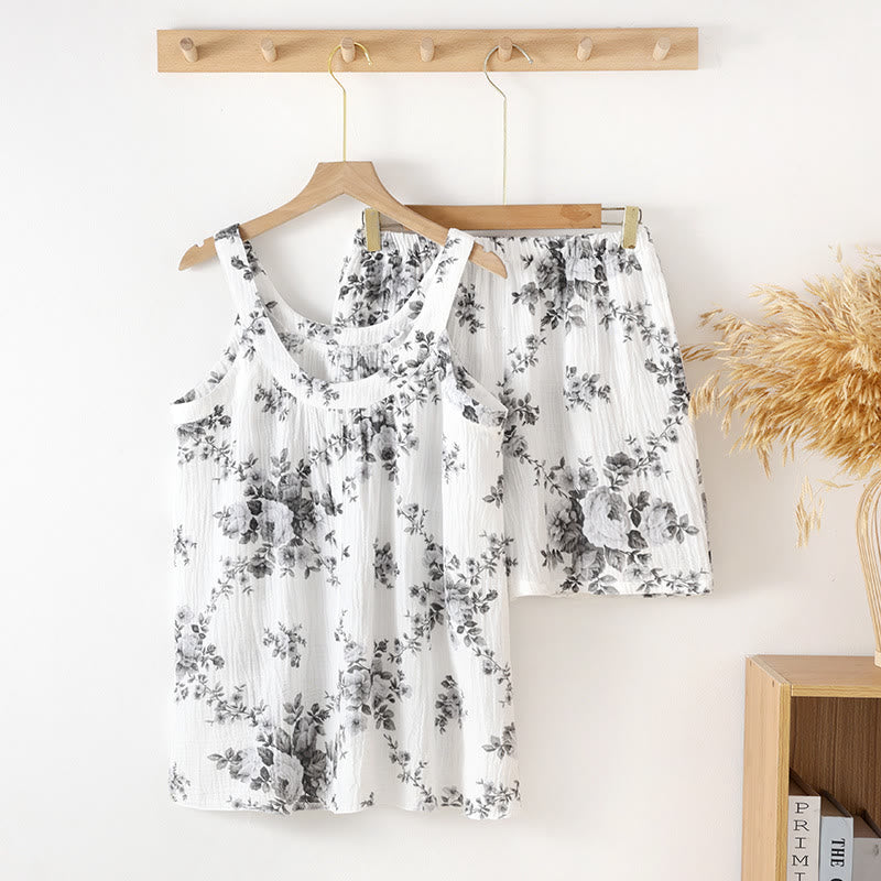 Peony Cotton Gauze Sleeveless Pajama Set