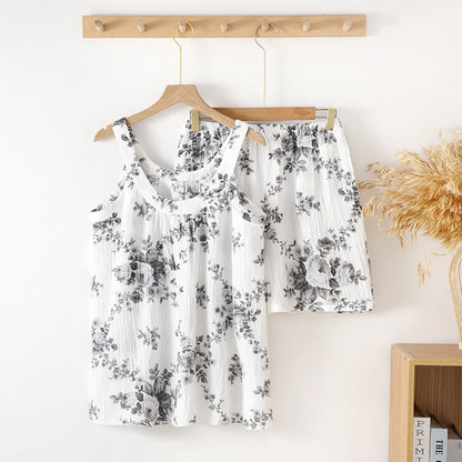 Peony Cotton Gauze Sleeveless Pajama Set