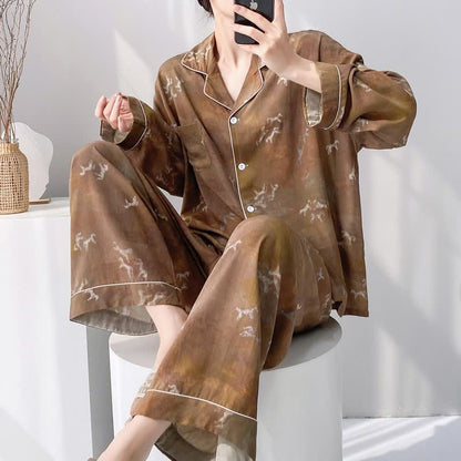 Vintage Horse Pattern Pajama Set