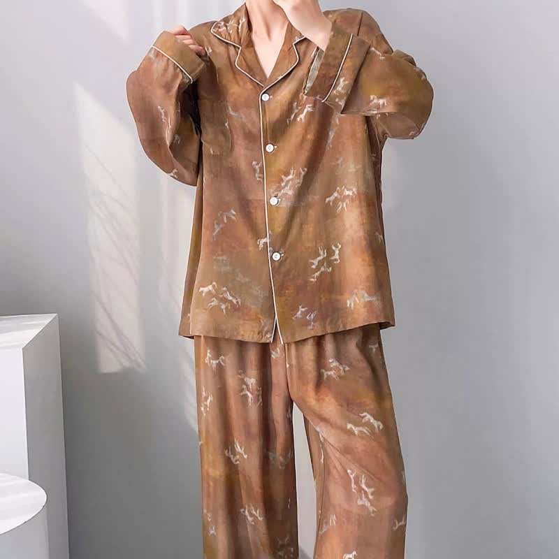 Vintage Horse Pattern Pajama Set