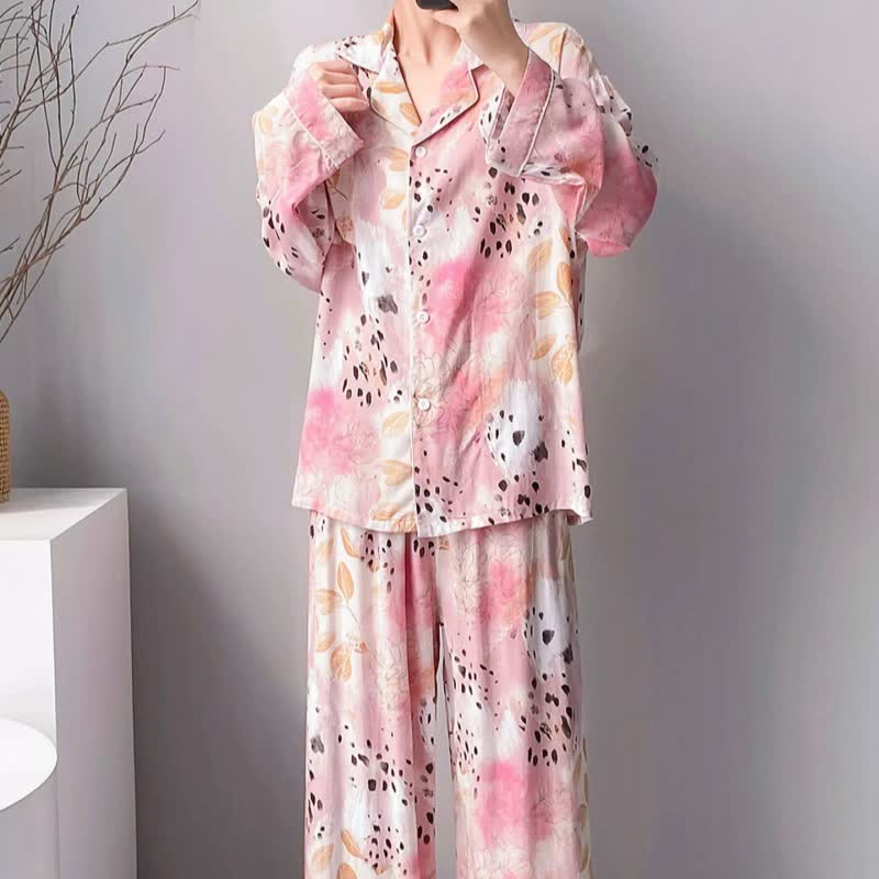 Mixed Floral & Leopard Print Pajama Set