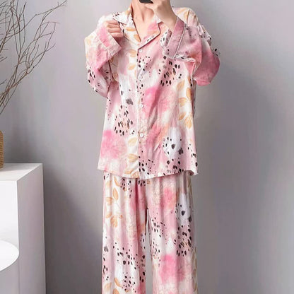 Mixed Floral & Leopard Print Pajama Set