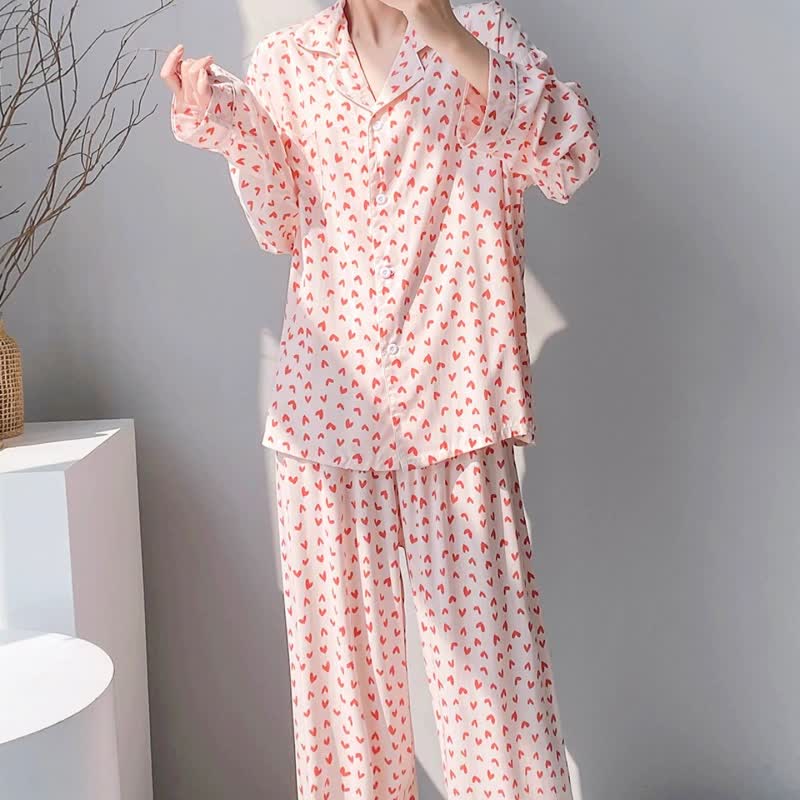 Red Heart Print Pajama Set