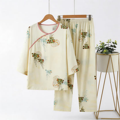 Fresh Oriental Pattern Pajama Set