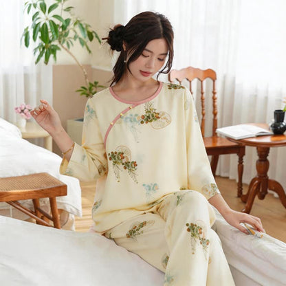 Fresh Oriental Pattern Pajama Set