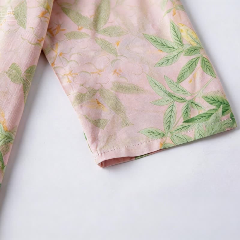 Oriental Floral & Leaf Pajama Set