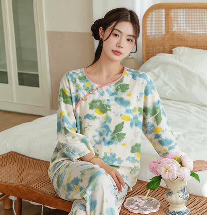 Oriental Artistic Watercolor Pajama Set