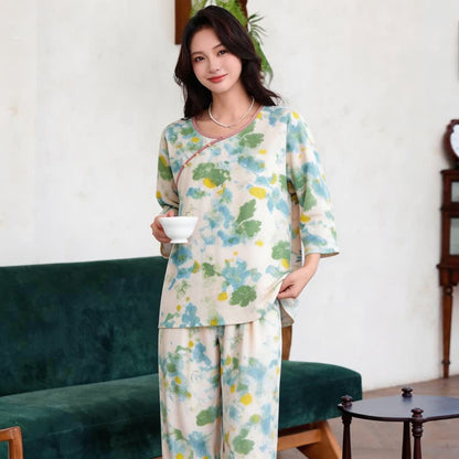 Oriental Artistic Watercolor Pajama Set