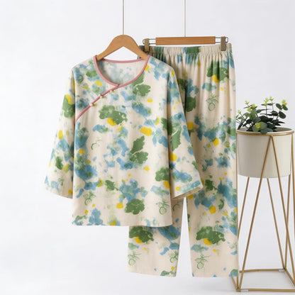 Oriental Artistic Watercolor Pajama Set
