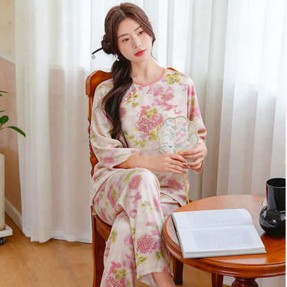 Oriental Pink Floral Pajama Set