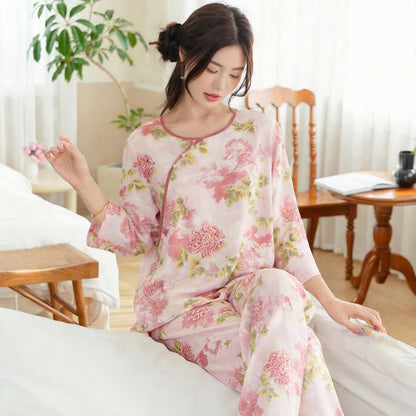 Oriental Pink Floral Pajama Set
