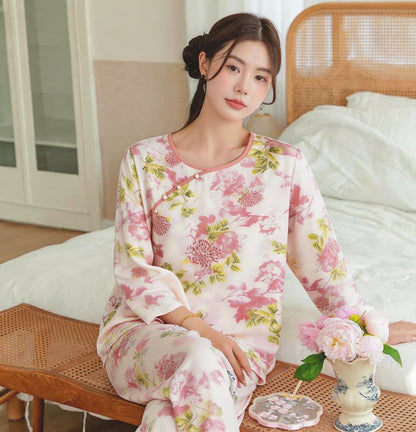Oriental Pink Floral Pajama Set