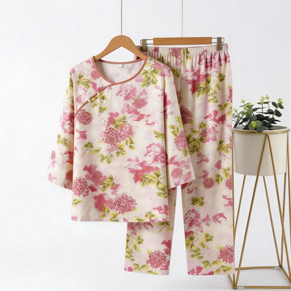 Oriental Pink Floral Pajama Set