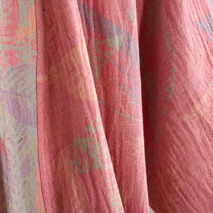 Artistic Leaf Short Sleeve Cotton Robe