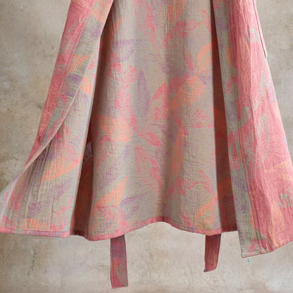 Artistic Leaf Short Sleeve Cotton Robe