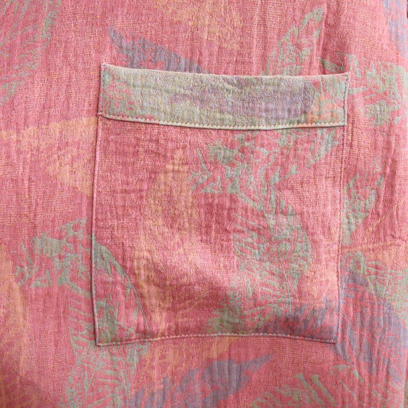 Artistic Leaf Short Sleeve Cotton Robe