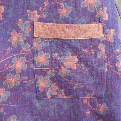 Branch & Floral Short Sleeve Cotton Robe