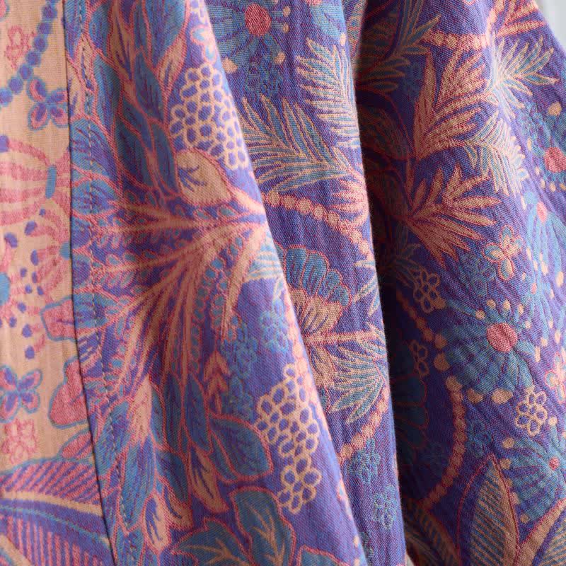 Jungle Leaf Short Sleeve Cotton Robe