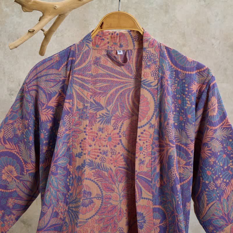 Jungle Leaf Short Sleeve Cotton Robe