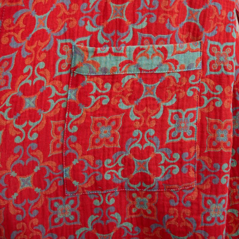 Vintgae Pattern Short Sleeve Cotton Robe