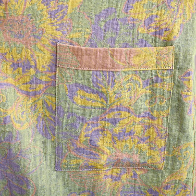 Artistic Floral Short Sleeve Cotton Robe