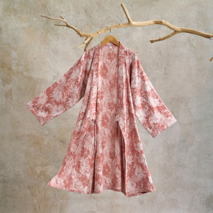 Elegant Floral Kimono Cotton Gauze Robe
