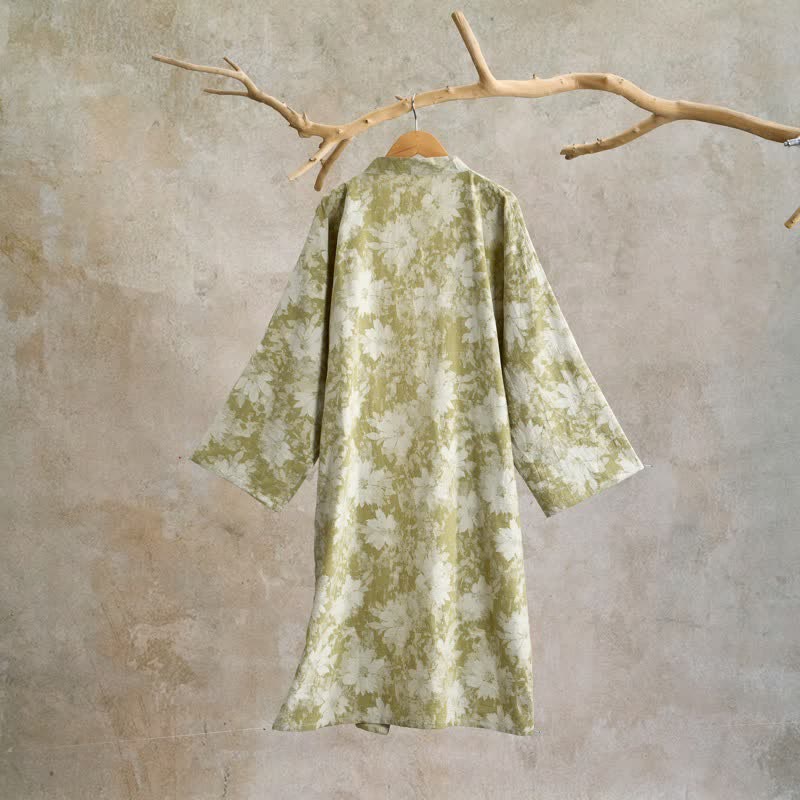 Elegant Floral Kimono Cotton Gauze Robe