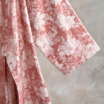Elegant Floral Kimono Cotton Gauze Robe